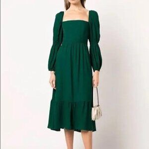 Reformation Emerald Green Long Sleeve Midi Dress Size 8